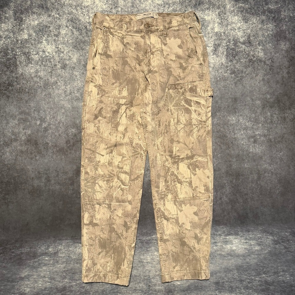 Hollister Loose Fit Carpenter Double Knee Pants Mens 28x30 Tan Camo‎ Utility